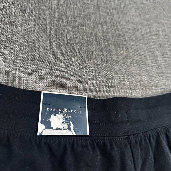 NEW Karen Scott Sport Shorts‎ Black Petite Small Black Cotton Spandex Drawstring - Picture 8 of 13